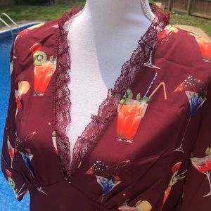 NWT - Luouse Cocktails & Martinis Dress in the 1940s vintage style.